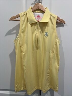 Peter Millar Yellow Performance Polo with blue PCC Logo